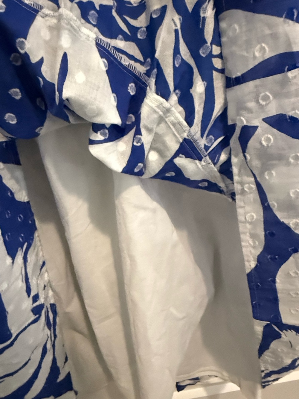 Chico's Flutter Sleeve Blue White Tropical Maxi Dress Size 2 US 12 Cotton Resort - Picture 9 of 15